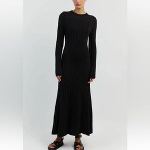 DISSH Stevie Dress Black Stretch Knit Long Sleeve Maxi Size XS